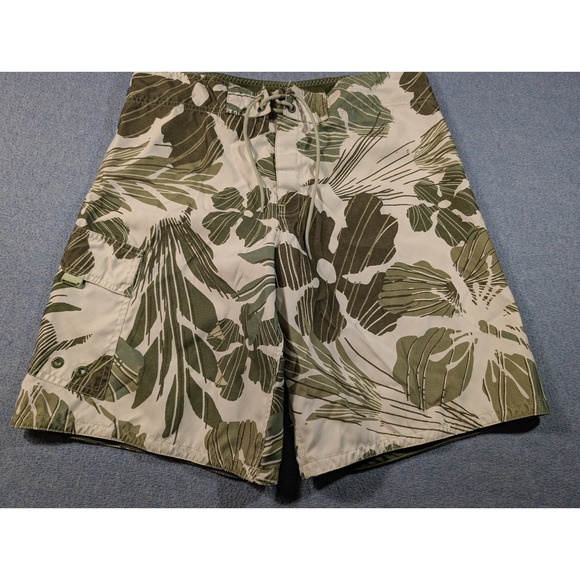 Mossimo Supply Co Mens Board Shorts Size 36 Green Floral Tropical Swim Trunks - Picture 2 of 8